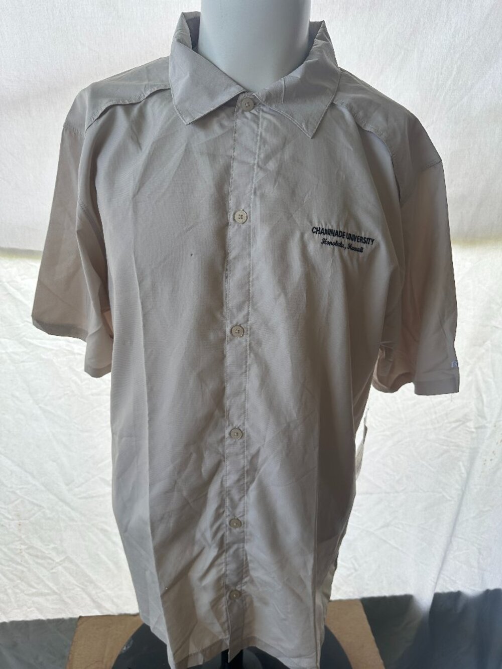 Chaminade University Hawaii Russell Athletic Dri Power Men's Beige SS Button Fro